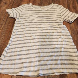 White & Gray Stripe Short Sleeve Tee